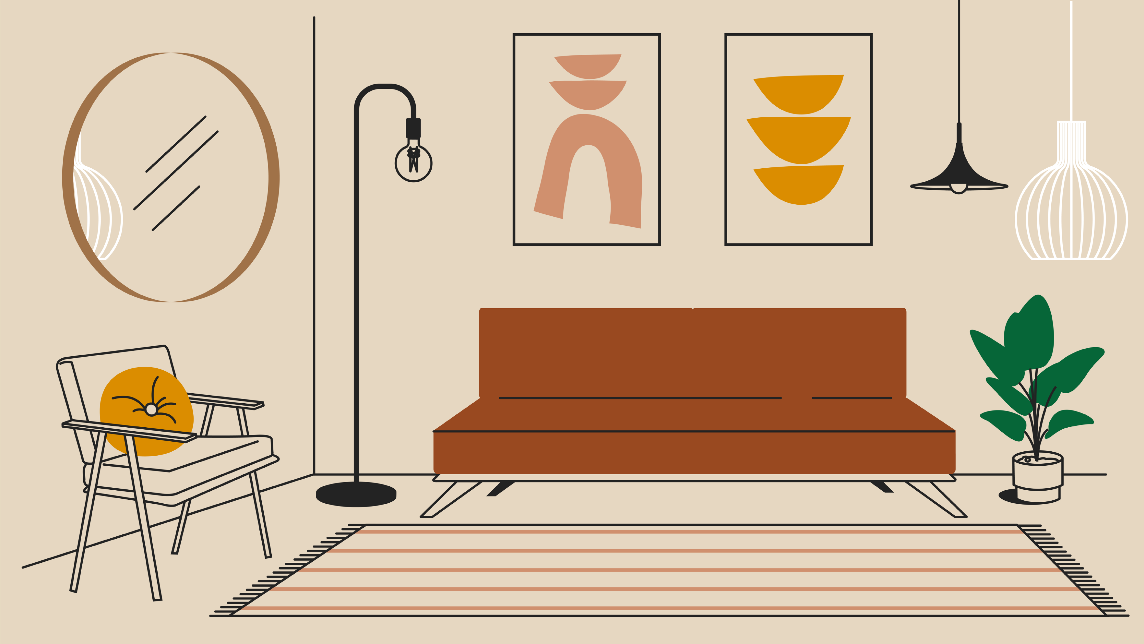 Illustration of shared living space - find roommates in Egypt